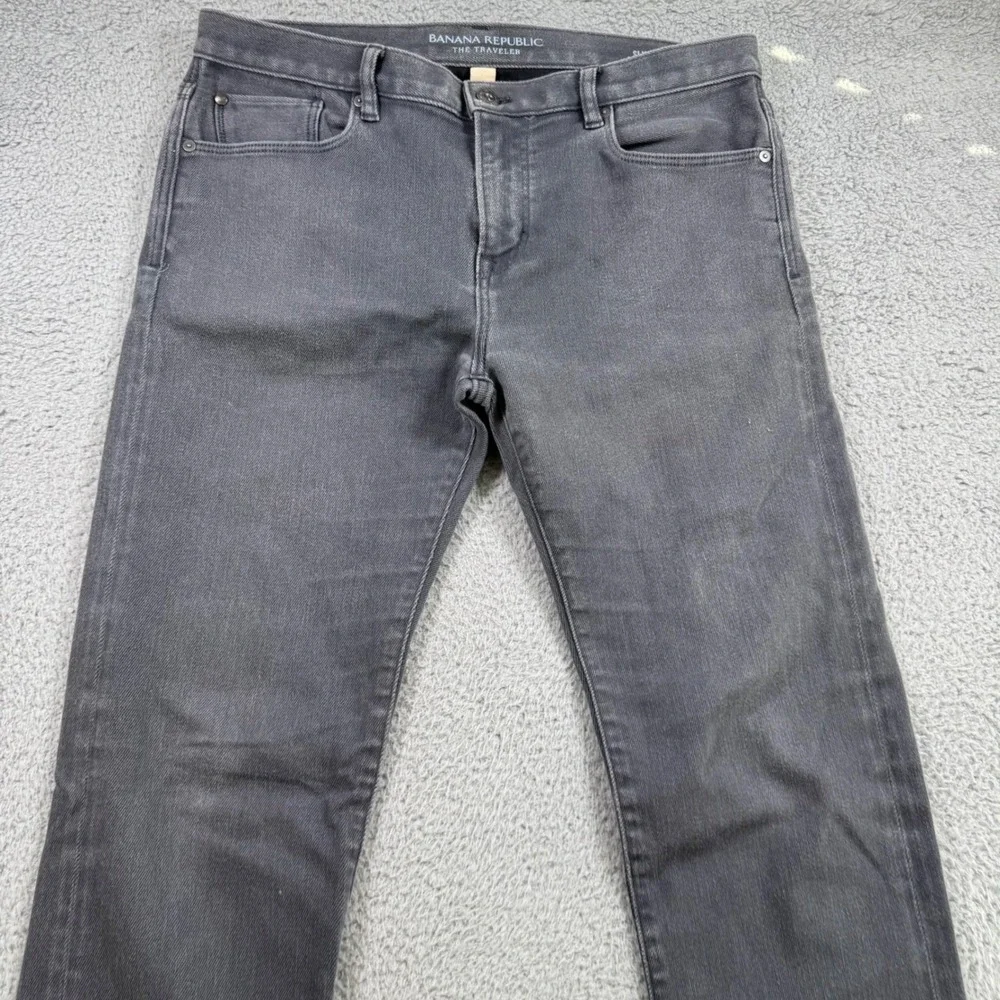 Banana Republic The Traveler‎ Slim Fit Gray Pants Mens 33x33 Stretch Denim Jeans